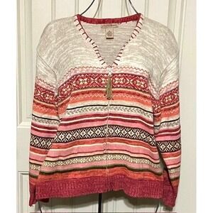 Vintage‎ Ladies Mountain Lake Cardigan Sweater Full Zip Sweater Size XL